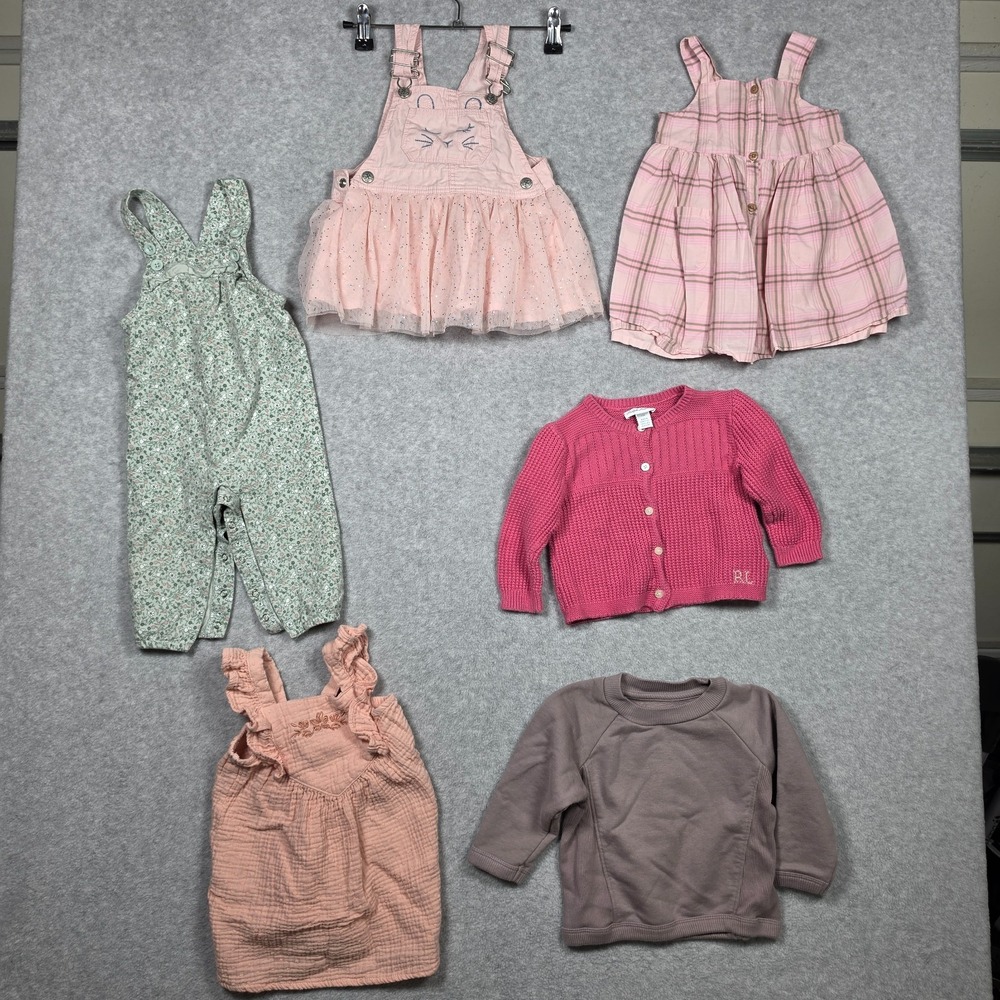 Lot of 6 Baby Girl Mixed Tops Size 12 Months Overall Osh Kosh Ralph Lauren